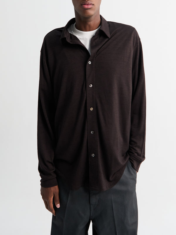 stoy Wool Button Up in Woodberry