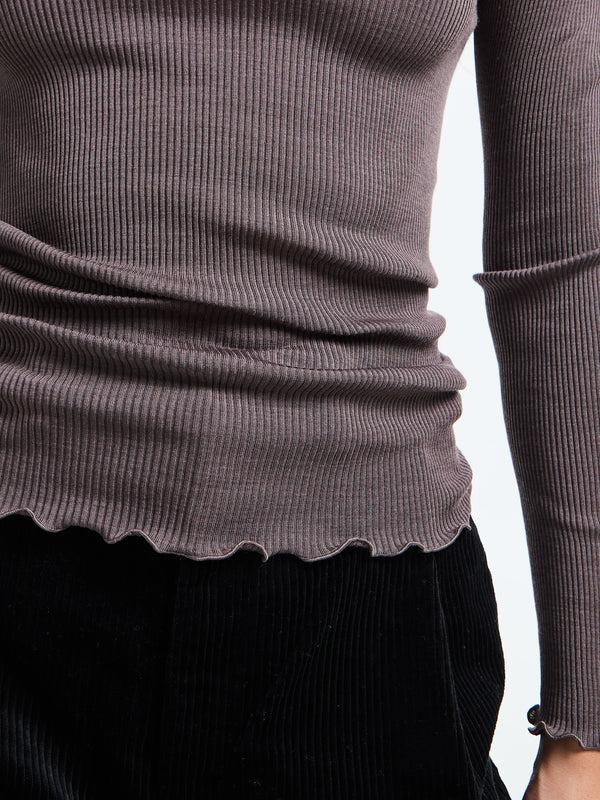 Stoy Wool & Silk Longsleeved Top In Taupe