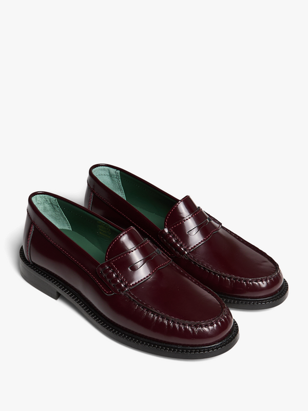 Stoy Yardee Moccasin Loafers In Burgundy Polido