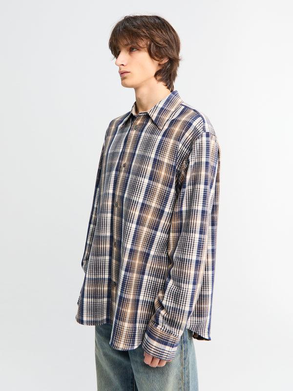 Stoy Studio Nicholson X Aaron Levine View Shirt In Navy And Oatmeal