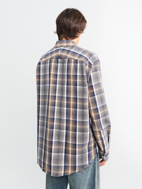 Stoy Studio Nicholson X Aaron Levine View Shirt In Navy And Oatmeal