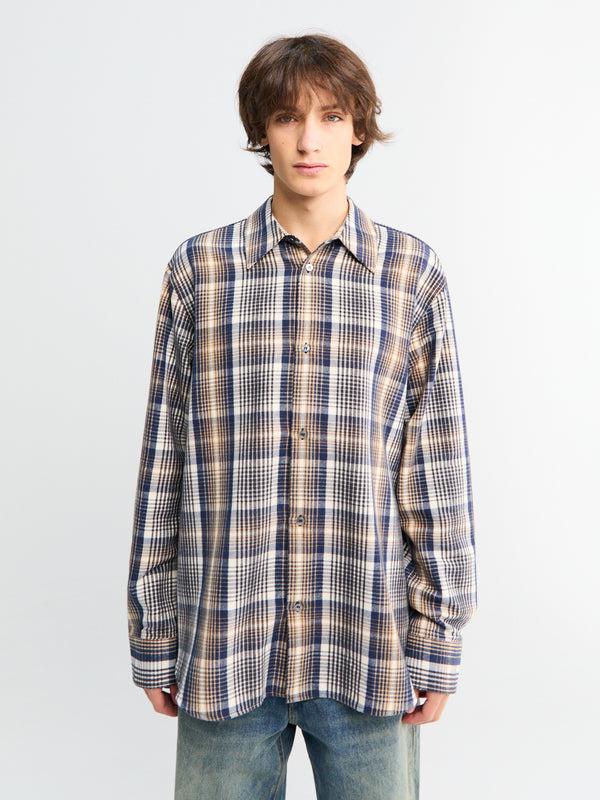 stoy Studio Nicholson x Aaron Levine View Shirt in Navy and Oatmeal