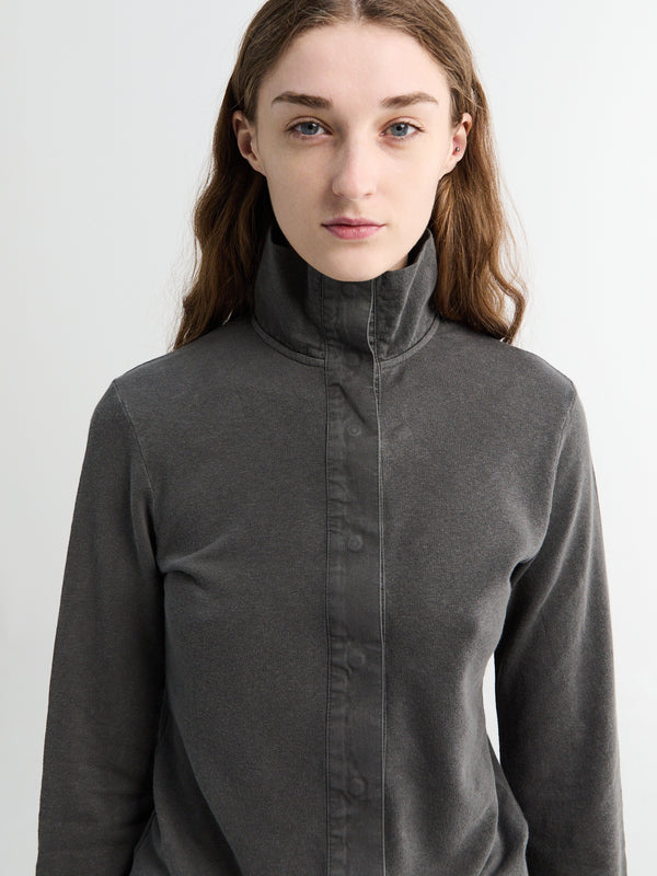 Stoy Tornado Cardigan In Washed Black Rogue Loopback