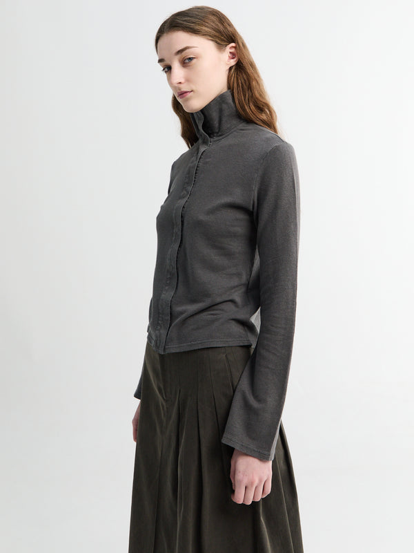 Stoy Tornado Cardigan In Washed Black Rogue Loopback