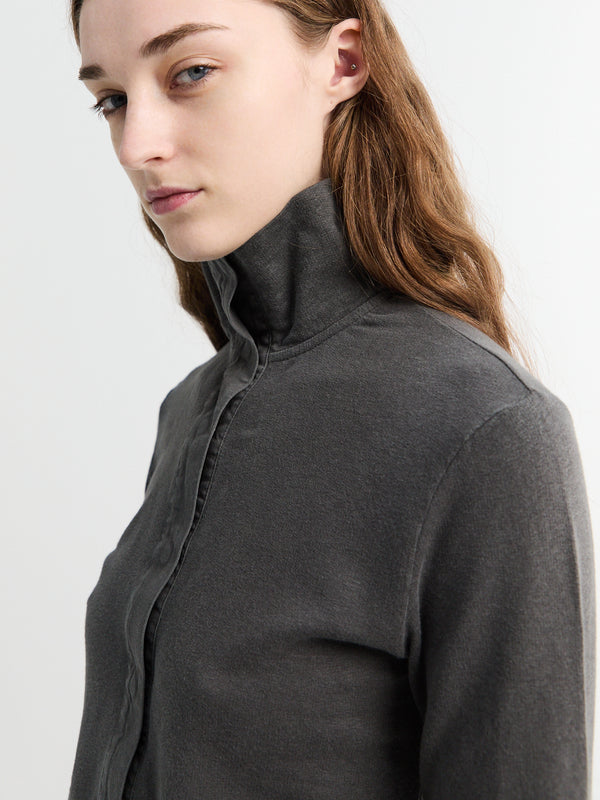 Stoy Tornado Cardigan In Washed Black Rogue Loopback