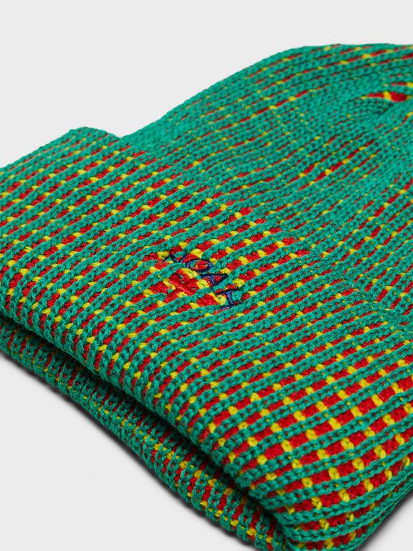 Stoy Tri-Color Beanie In Tri-Color Green/Yellow/Red