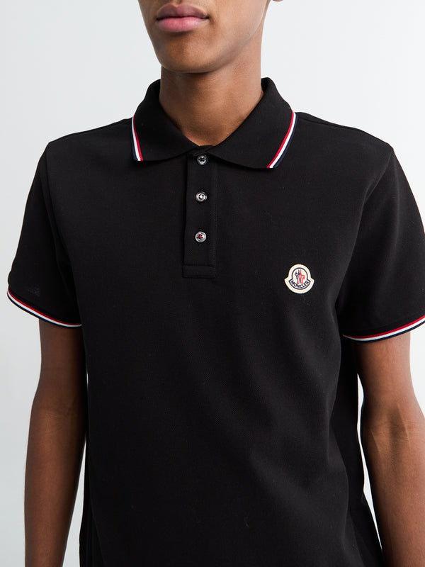 Stoy Tricolour-Trimmed Cotton Piquet Polo Shirt In Black