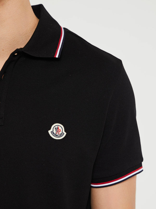 Stoy Tricolour-Trimmed Cotton Piquet Polo Shirt In Black