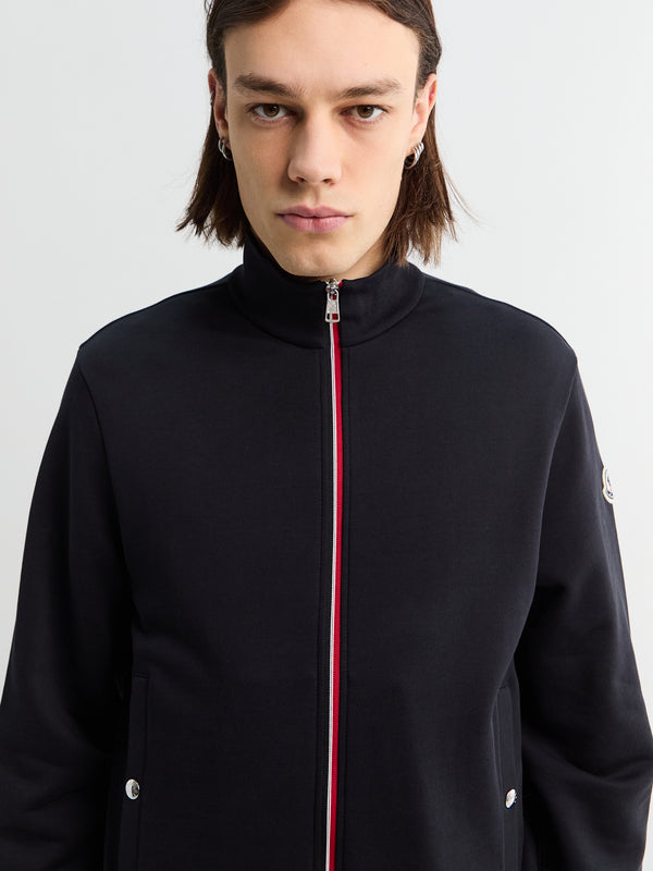Stoy Tricolour-Trimmed Cotton Zip-Up Sweatshirt In Navy