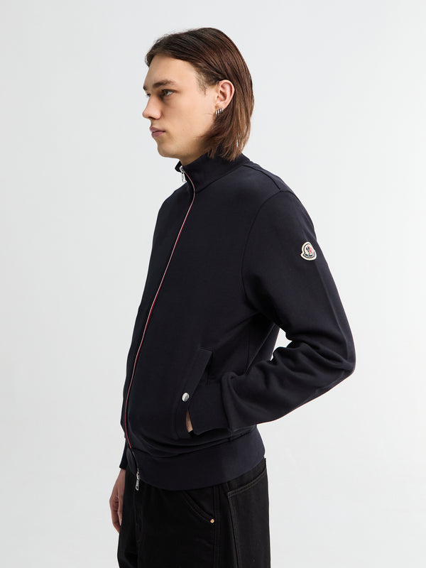 Stoy Tricolour-Trimmed Cotton Zip-Up Sweatshirt In Navy