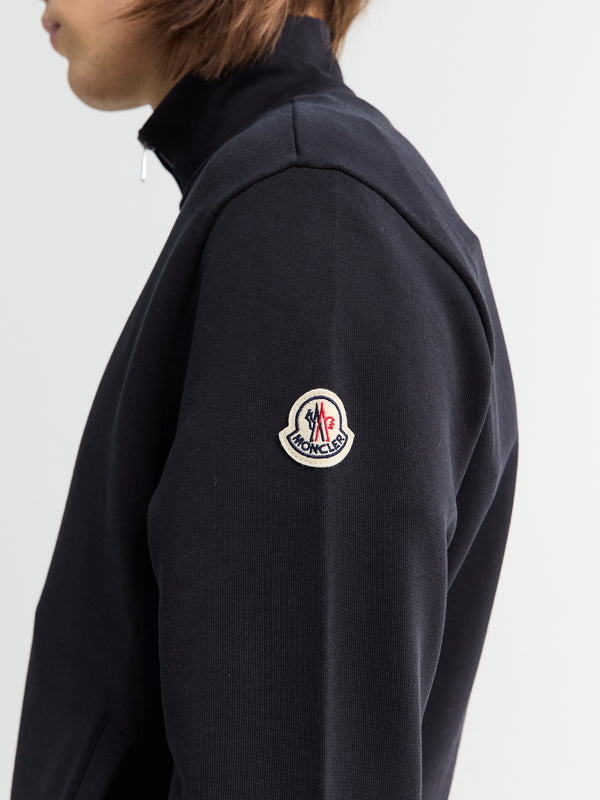 Stoy Tricolour-Trimmed Cotton Zip-Up Sweatshirt In Navy