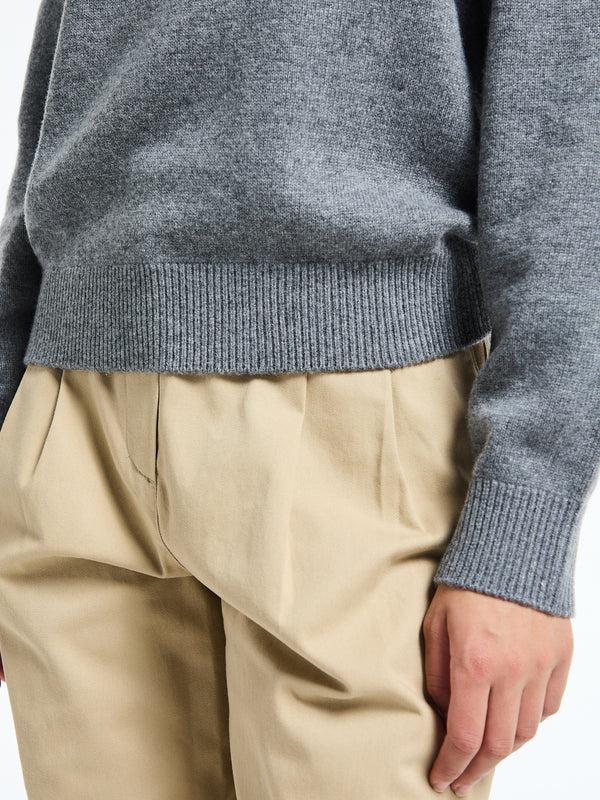 Stoy Unisex Cashmere Crewneck Sweater In Melange Grey