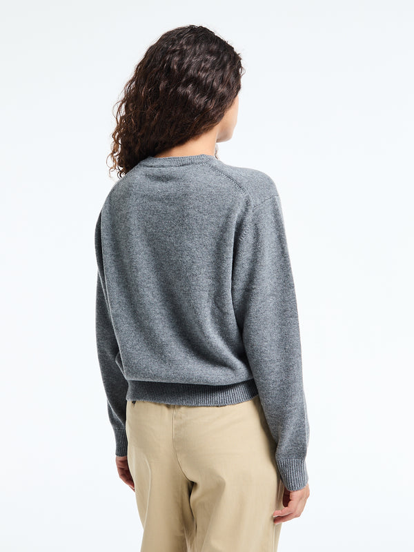 Stoy Unisex Cashmere Crewneck Sweater In Melange Grey