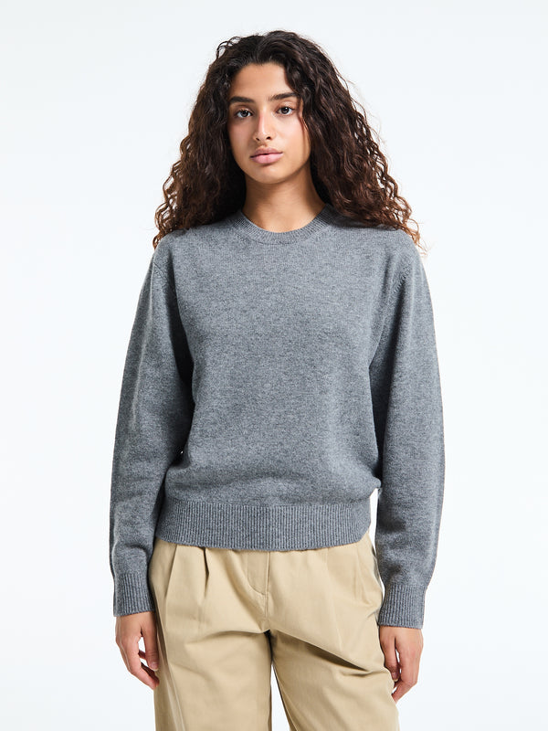 stoy Unisex Cashmere Crewneck Sweater in Melange Grey