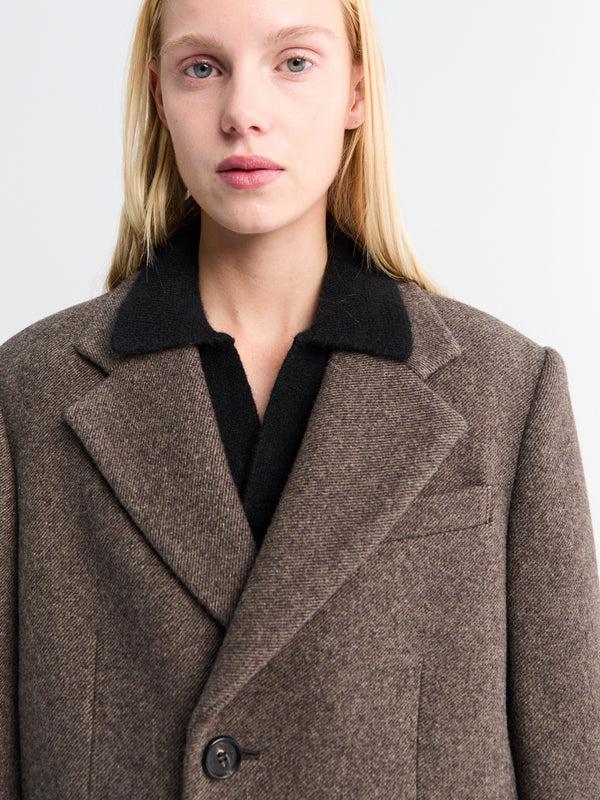 Stoy Unisex Layered Cashmere Blazer In Melange Brown