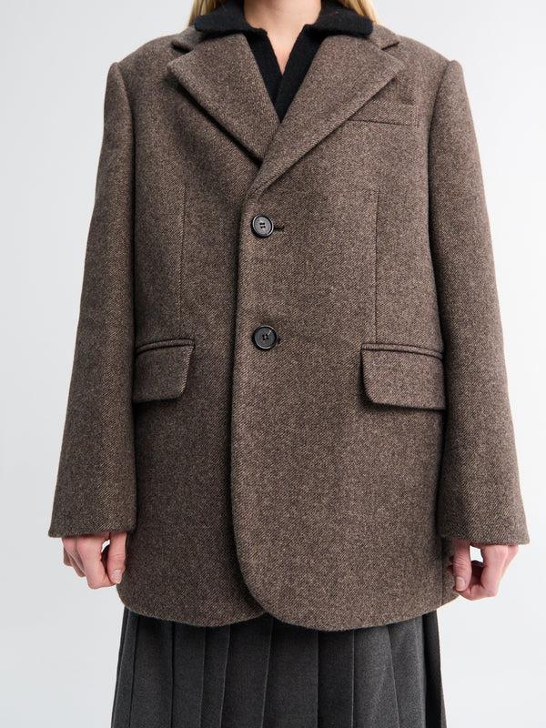 Stoy Unisex Layered Cashmere Blazer In Melange Brown