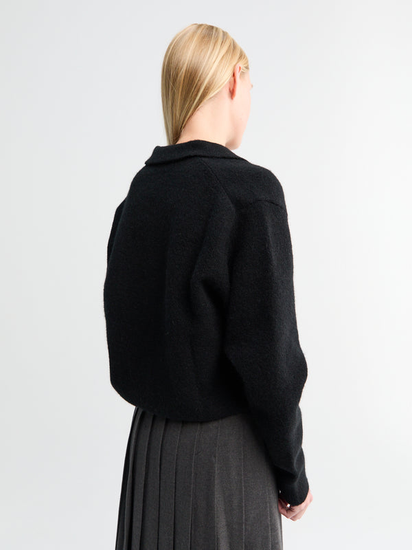 Stoy Unisex Open Collared Cashmere Sweater In Black