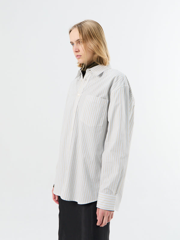 Stoy Unisex Oversized Striped Shirt In Beige Stripe