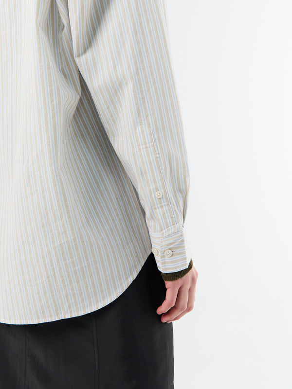 Stoy Unisex Oversized Striped Shirt In Beige Stripe