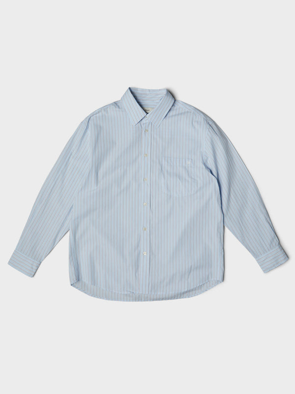Stoy Unisex Oversized Striped Shirt In Sky Blue Stripe