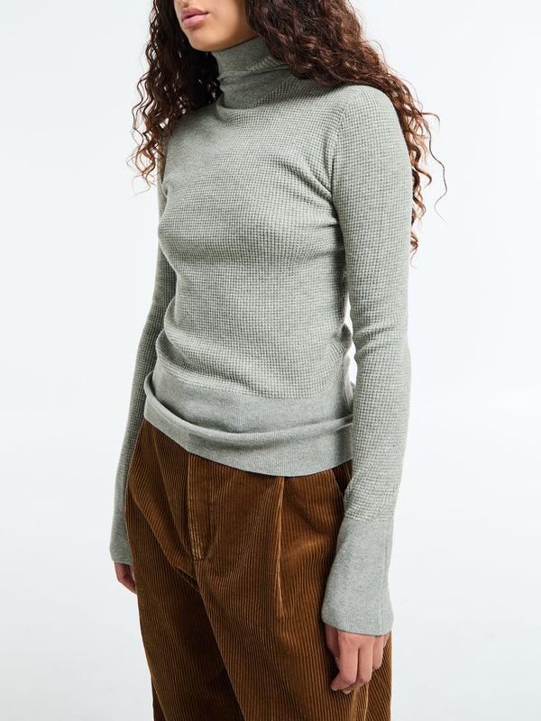 Stoy Women's Waffle Long Sleeve Hoodie In Concrete Heather