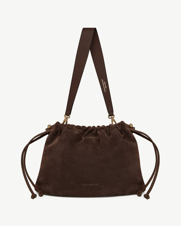 Strawberry Charlotte Midi Drawstring - Chocolate Suede