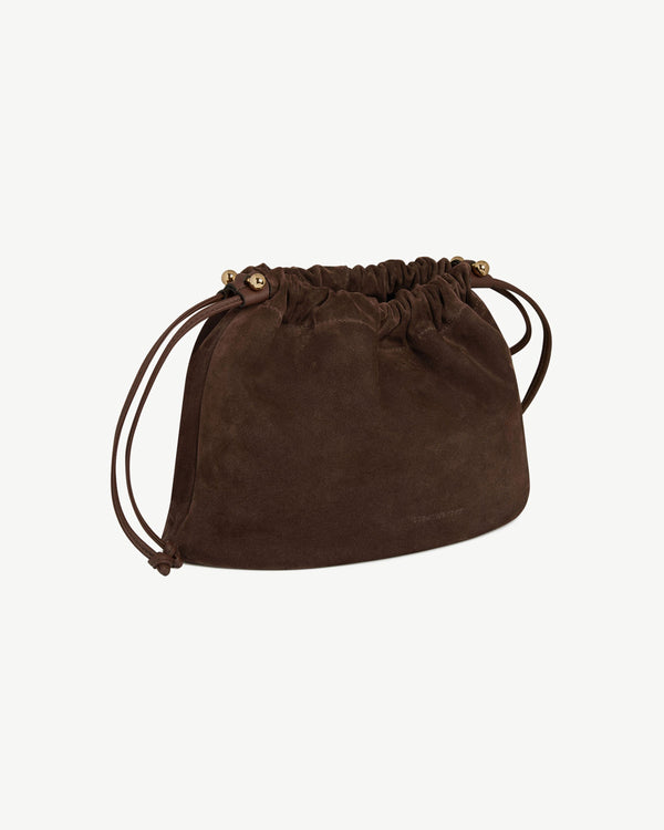 Strawberry Charlotte Midi Drawstring - Chocolate Suede