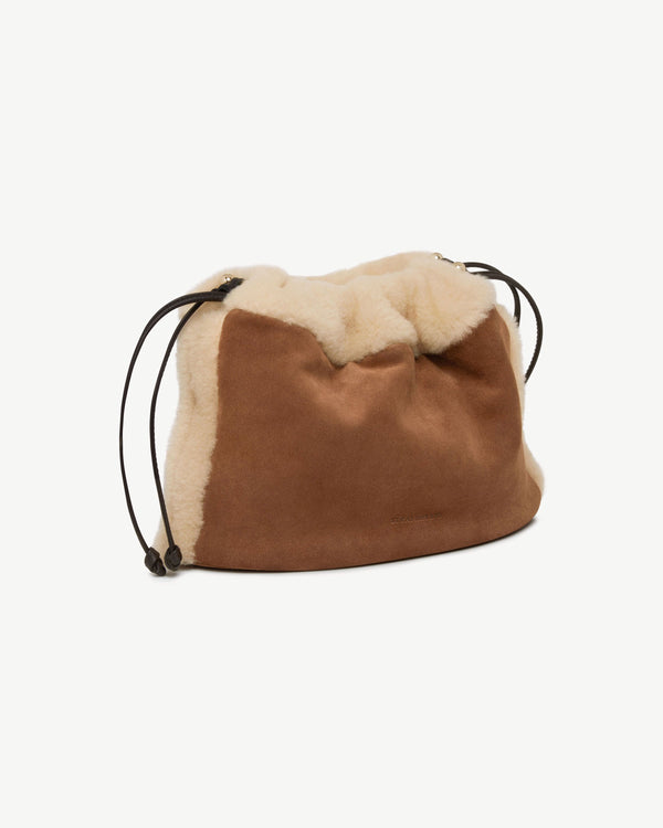Strawberry Charlotte Midi Drawstring - Tan Suede/Shearling