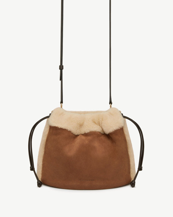 Strawberry Charlotte Midi Drawstring - Tan Suede/Shearling