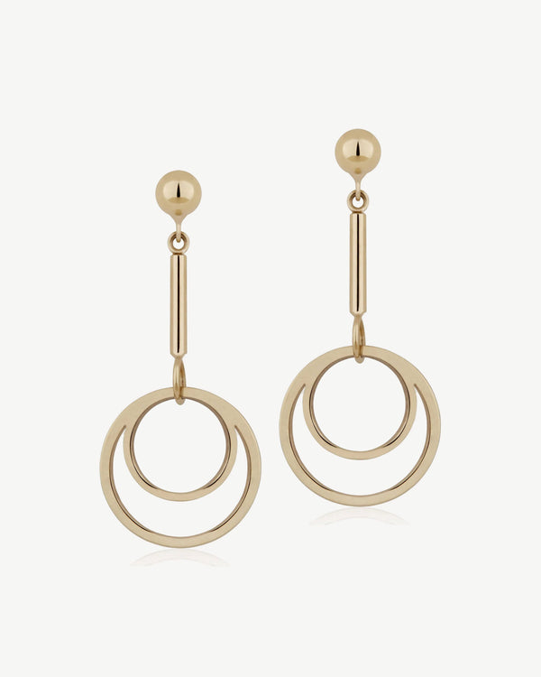 Strawberry Circle Drop Earrings - 22 Carat Gold Gilded