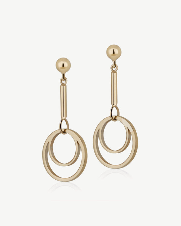 Strawberry Circle Drop Earrings - 22 Carat Gold Gilded