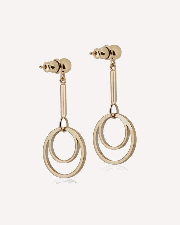 Strawberry Circle Drop Earrings - 22 Carat Gold Gilded