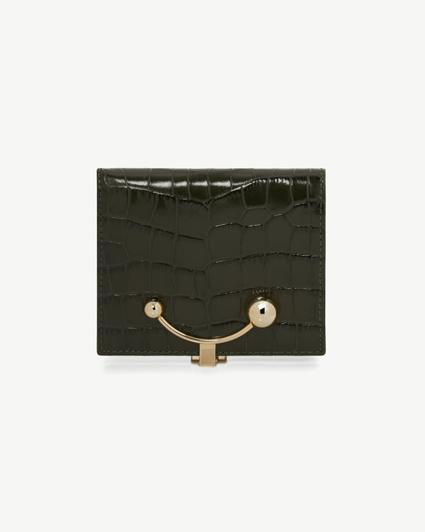 Strawberry Crescent Wallet - Croc Embossed Leather Forest