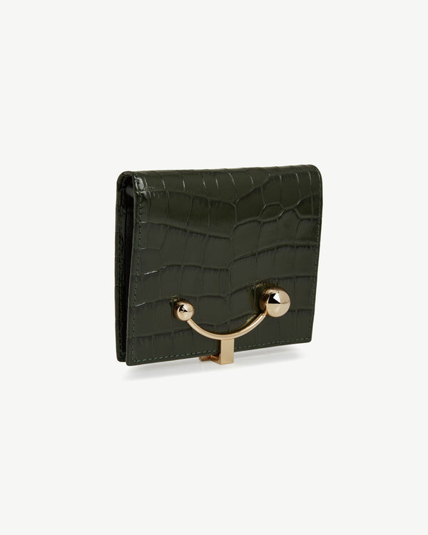 Strawberry Crescent Wallet - Croc Embossed Leather Forest