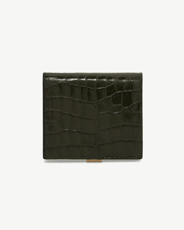 Strawberry Crescent Wallet - Croc Embossed Leather Forest