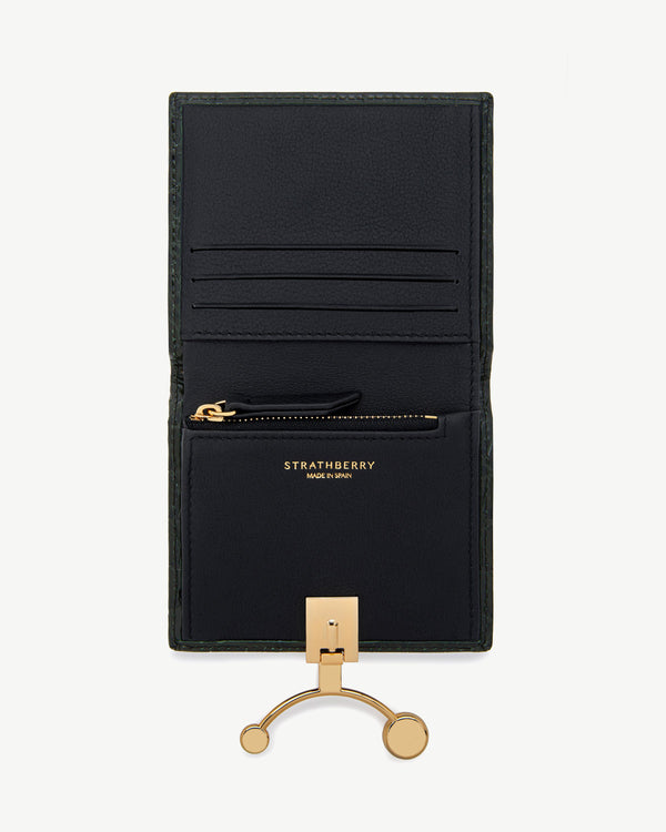 strawberry Crescent Wallet - Croc Embossed Leather Forest