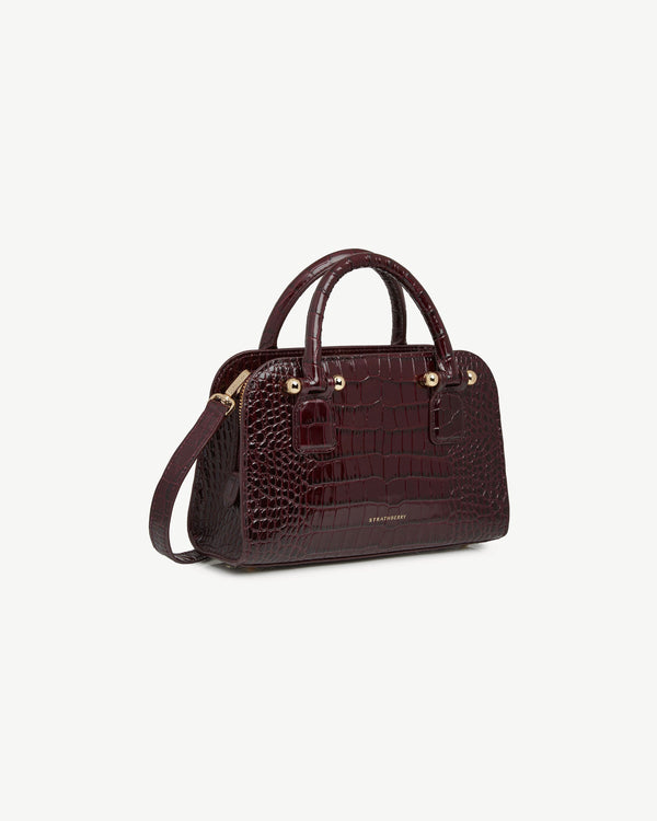 Strawberry Georgia Mini - Croc-Embossed Leather Burgundy
