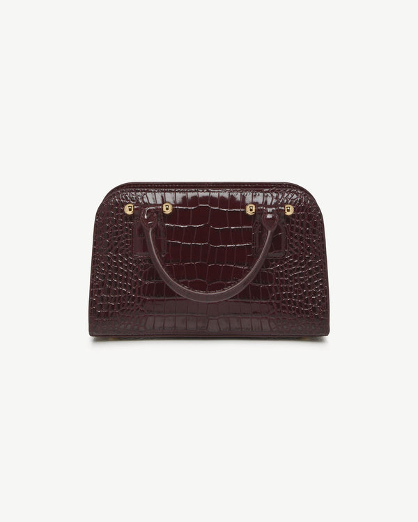 Strawberry Georgia Mini - Croc-Embossed Leather Burgundy