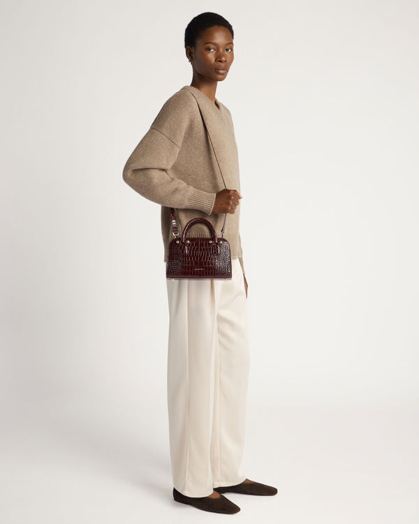 strawberry Georgia Mini - Croc-Embossed Leather Burgundy