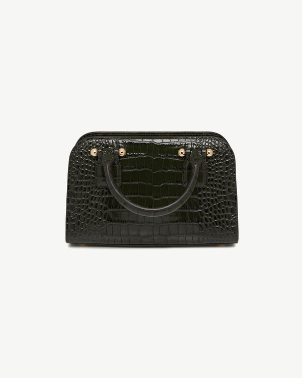 Strawberry Georgia Mini - Croc-Embossed Leather Forest