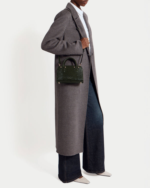 strawberry Georgia Mini - Croc-Embossed Leather Forest