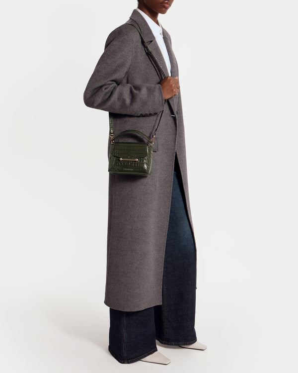 strawberry Mosaic Nano - Croc-Embossed Leather Forest