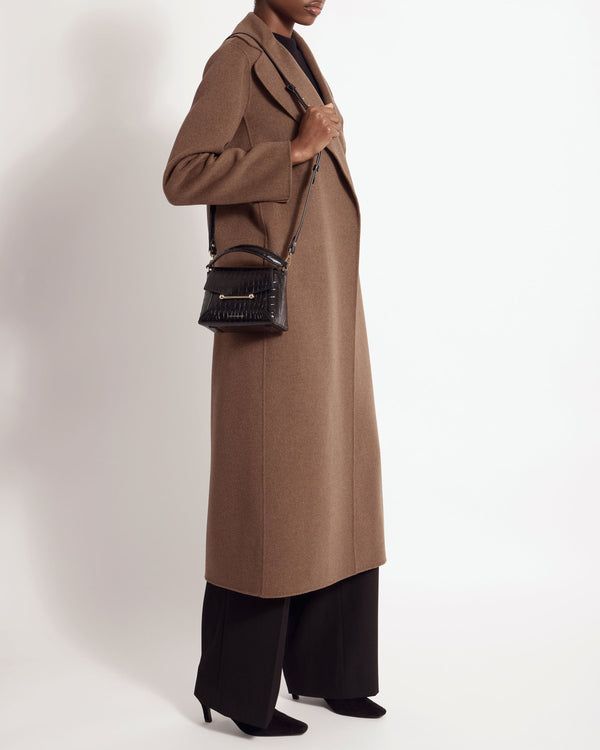 strawberry Mosaic Nano - Soft Croc-Embossed Leather Black