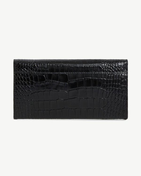 Strawberry Multrees Chain Wallet - Croc-Embossed Leather Black
