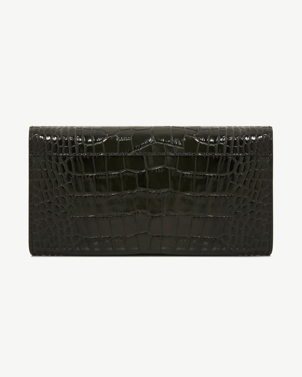 Strawberry Multrees Chain Wallet - Croc-Embossed Leather Forest
