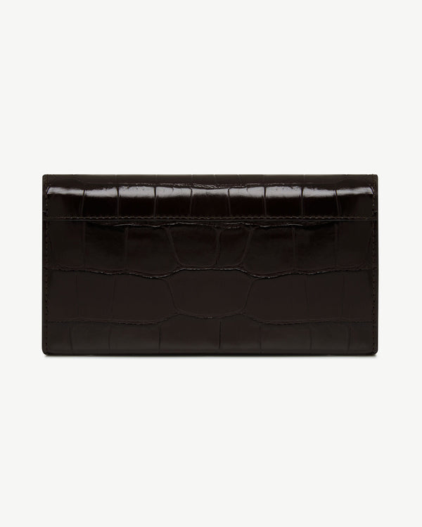 Strawberry Multrees Chain Wallet - Croc-Embossed Leather Mahogany/Black