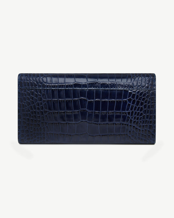 Strawberry Multrees Chain Wallet - Croc-Embossed Leather Navy