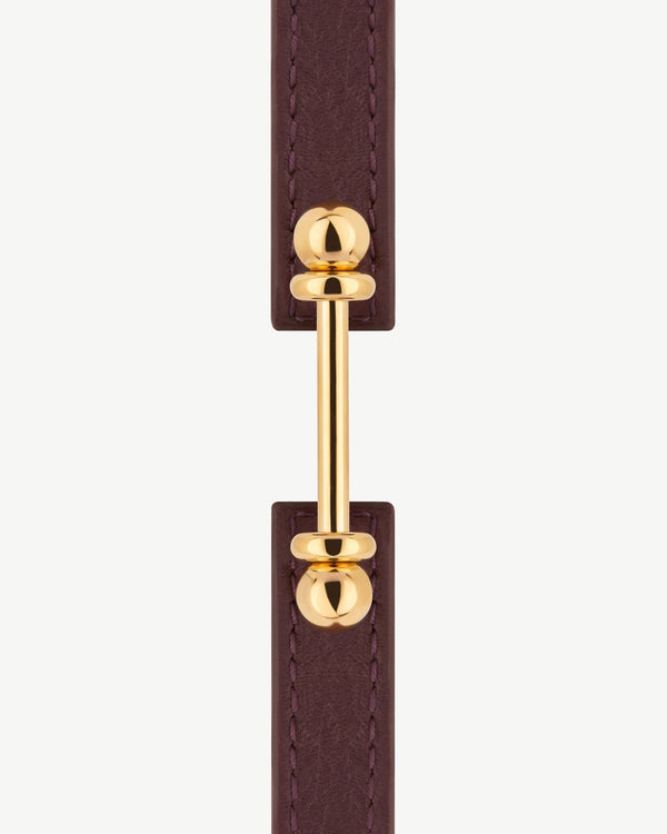 Strawberry Music Bar Bracelet - Burgundy Leather / 22 Carat Gold Gilded