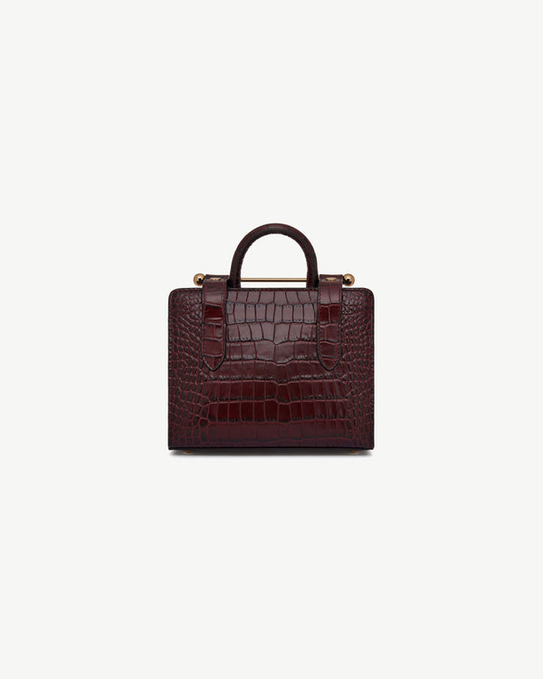 Strawberry Nano Tote - Croc-Embossed Leather Burgundy