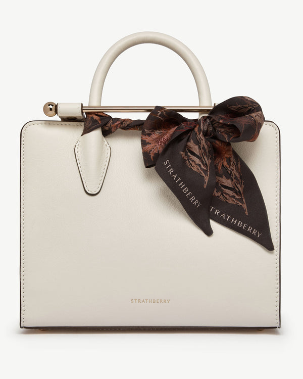 strawberry Silk Skinny Scarf - Espresso Thistle Print